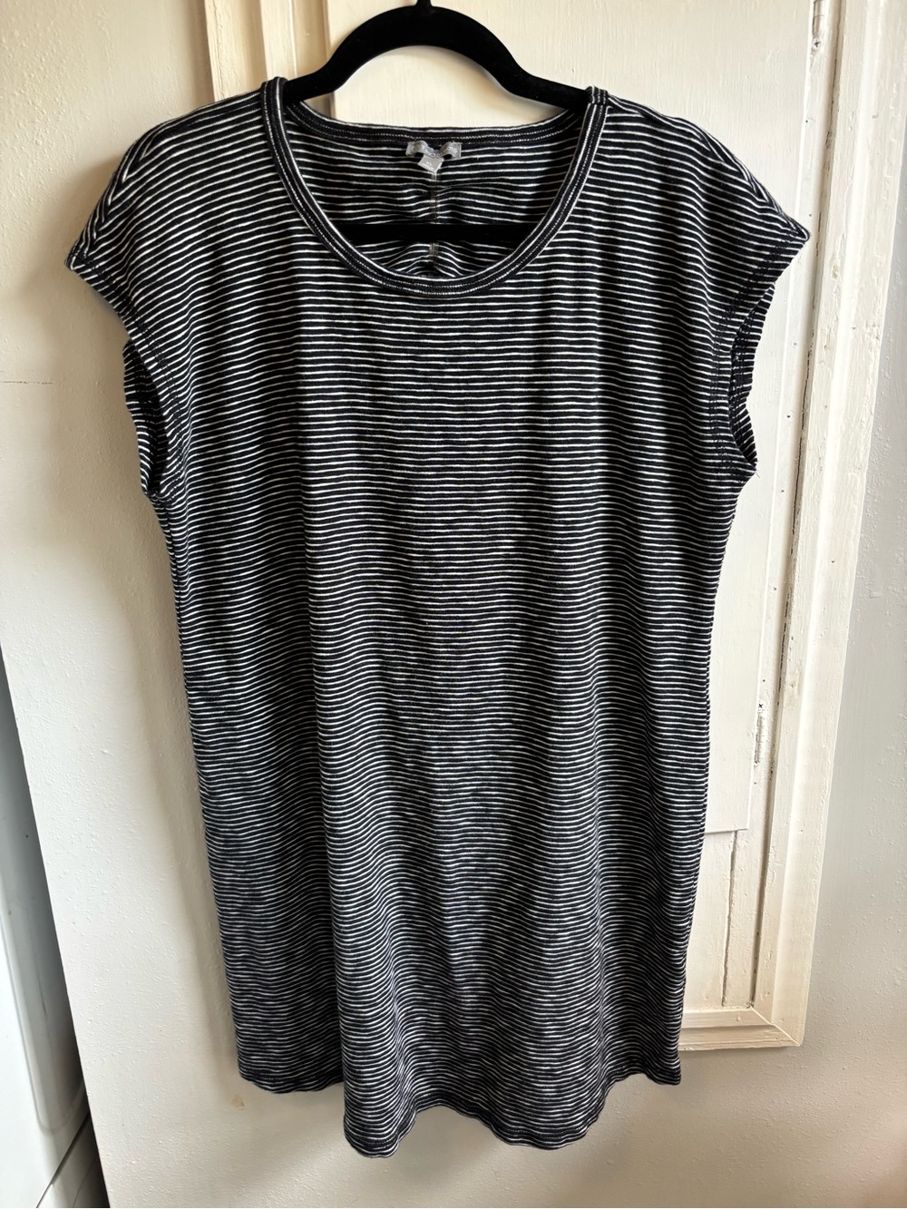 Talbots Black and White Striped Tunic Tee